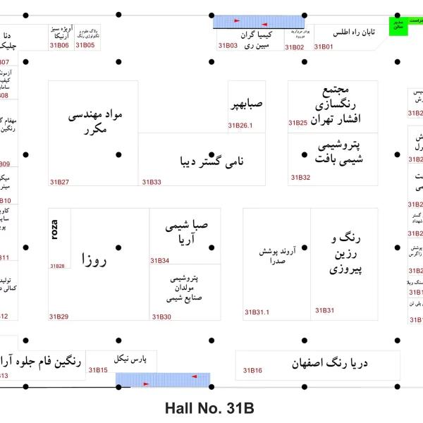 پلان و نقشه سالن های بیست و چهارمین نمایشگاه رنگ و رزین 140